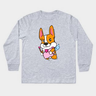 Simple Cupid Corgi Kids Long Sleeve T-Shirt